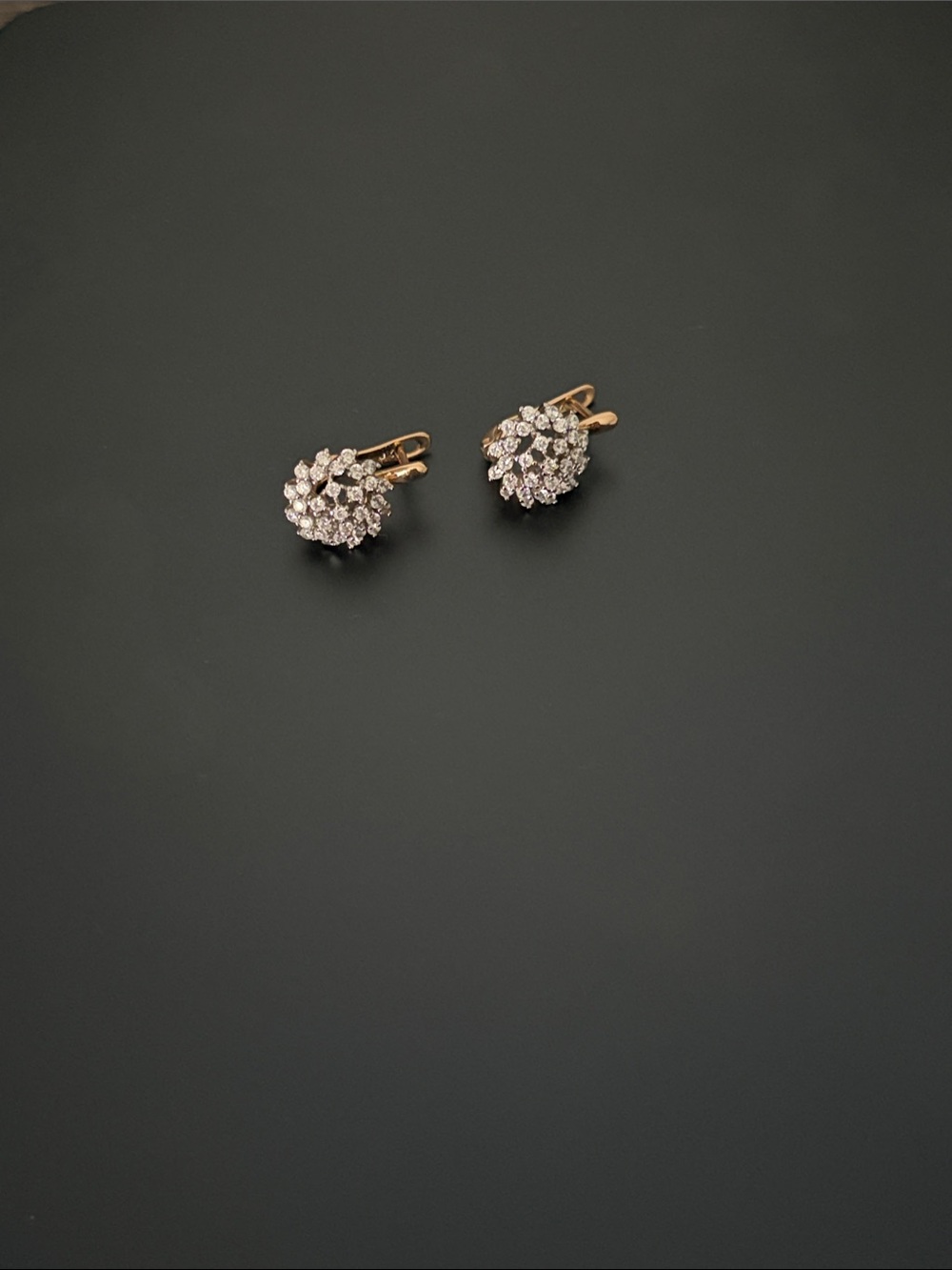 Gold-Tone Crystal Cluster Clip-On Earrings - Sparkling White Stones
